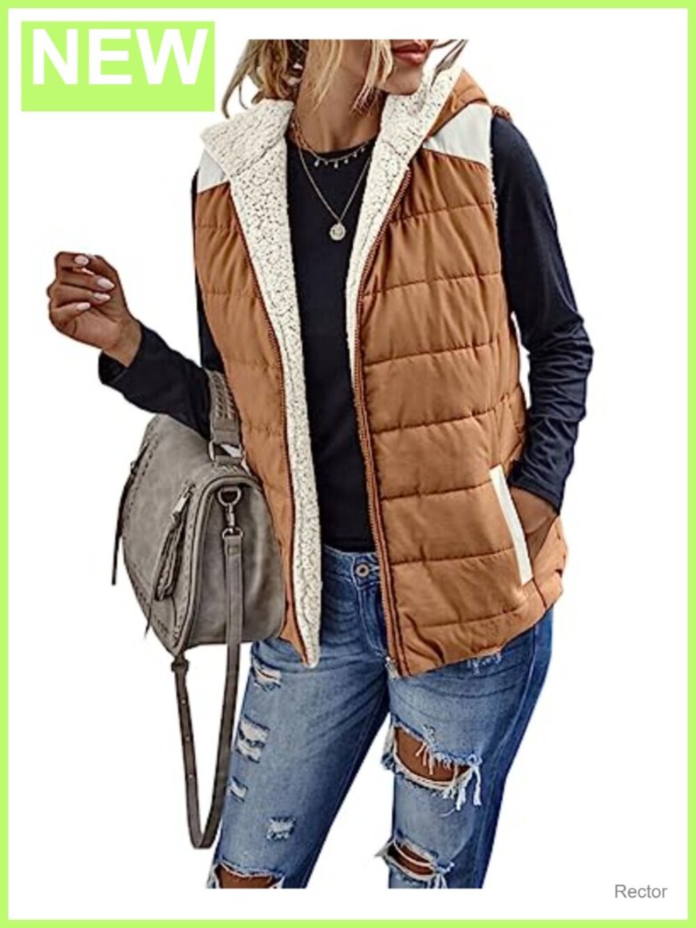 Womens Sherpa Fleece Full Zip Reversible Vest Warm Hoodie Outwear Pocket